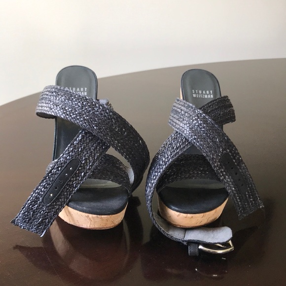 Stuart Weitzman woven leather  Alex crochet wedges - Picture 2 of 8